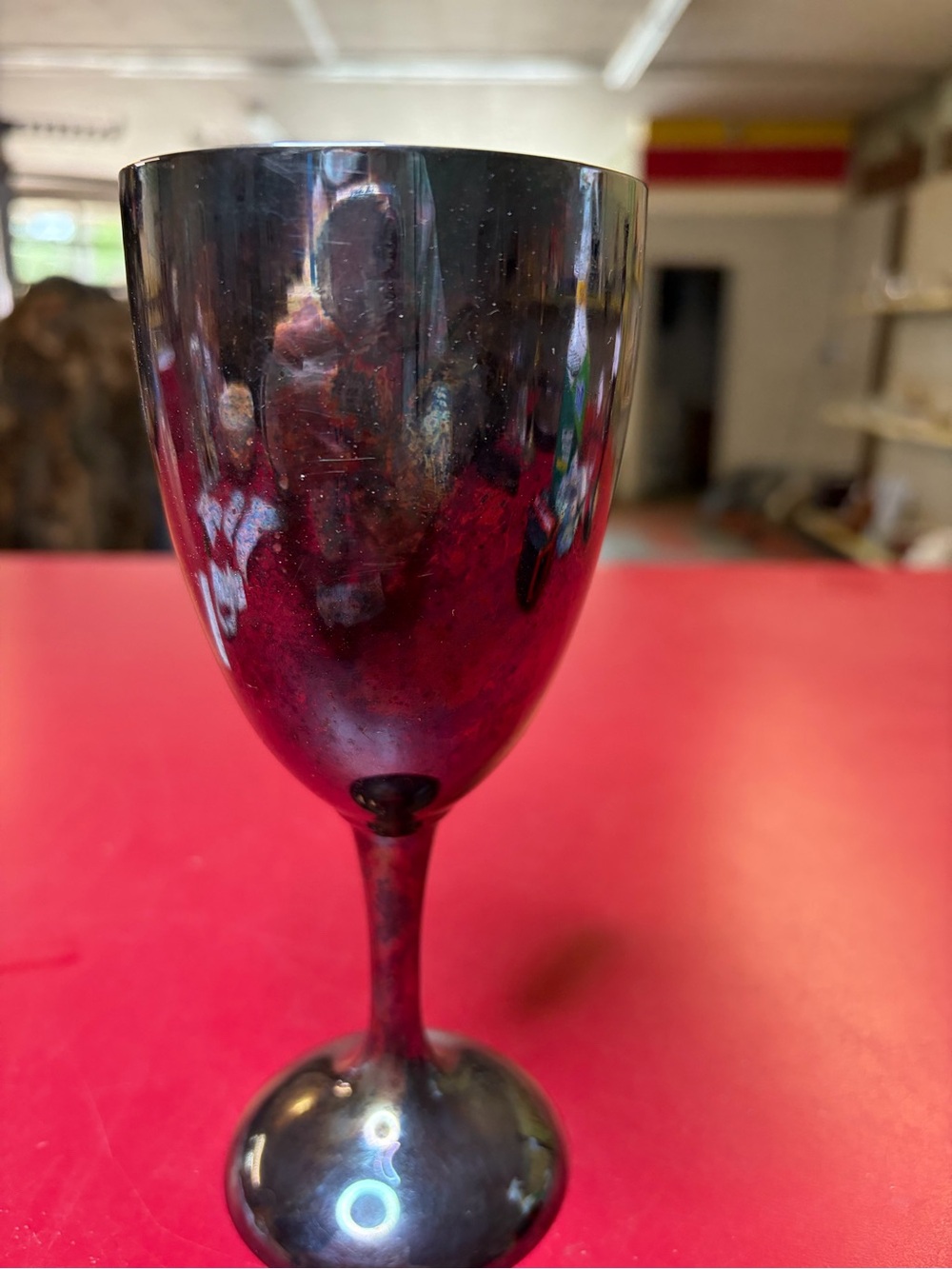 Silver-Tone Goblet Wine Glass